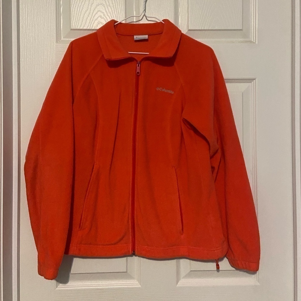 Columbia Fleece Pink Full Zip Jacket Women's Medium Slight Wear Good Condition